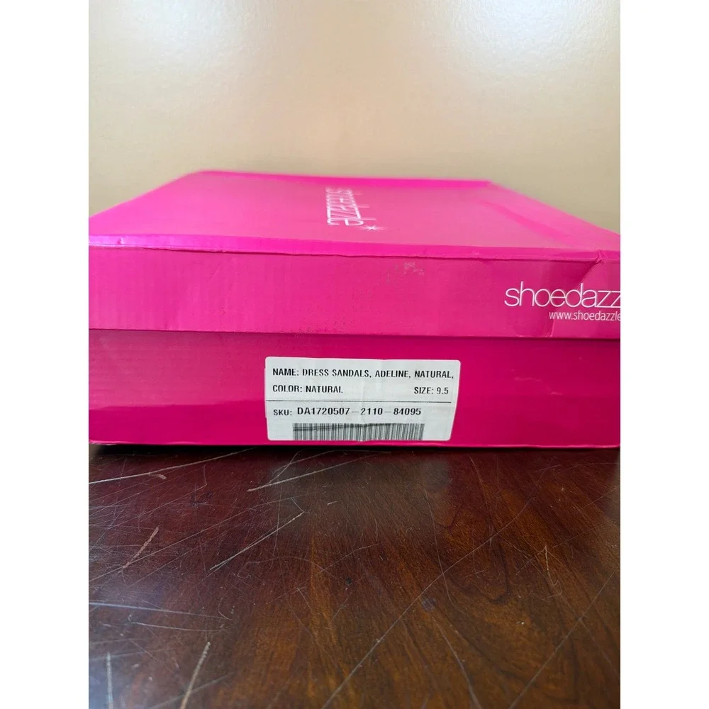 ShoeDazzle Linen Lace Up Tassel Platform Sandals Cork Stiletto‎ Heels Neutral 10